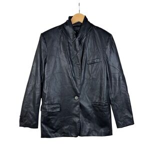 Zara Faux Leather One Button Jacket size Small Black